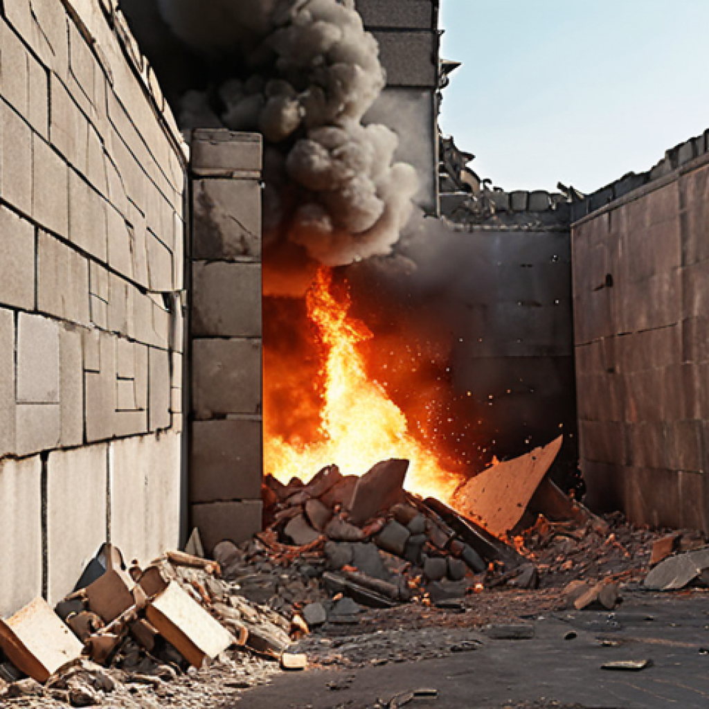 Breach and Raze demolishing a wall, action shot.