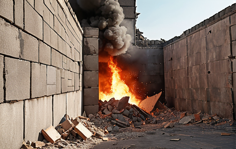Breach and Raze demolishing a wall, action shot.