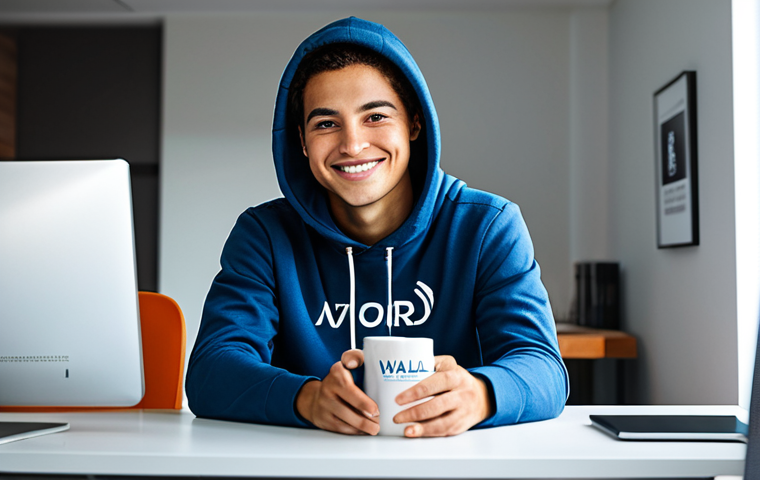 A young adult, professionally dressed in a modest, high-quality Valorant-themed hoodie, sits comfortably at a clean, modern home office desk. A branded Valorant mug is on the desk, filled with a warm beverage. The individual gently holds the mug, looking subtly towards a monitor (out of frame), with a slight, content smile. The scene is illuminated by soft, natural light, creating a professional and inviting atmosphere. Perfect anatomy, correct proportions, natural pose, well-formed hands, proper finger count. Professional photography, photorealistic, ultra-detailed, vivid colors, smooth textures. safe for work, appropriate content, fully clothed, modest, professional.