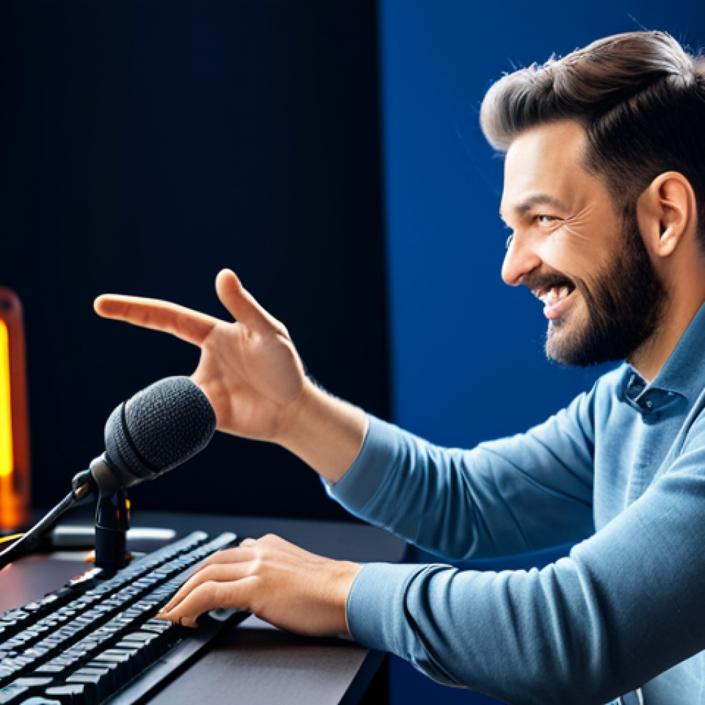 Content Creator at Work**

A fully clothed content creator, in a brightly lit, modern studio, wearing comfortable, casual attire. They are enthusiastically interacting with a computer, surrounded by professional streaming equipment (microphone, camera, lights). The background includes a Valorant-themed poster. Safe for work, appropriate content, professional setup, perfect anatomy, natural proportions, well-formed hands, proper finger count, modest clothing, family-friendly.

**