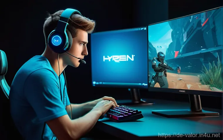 발로란트 최적 그래픽 설정법 - **Prompt 1: Focused Gamer in Exclusive Fullscreen Mode** "A young adult gamer, gender-neutral, w...