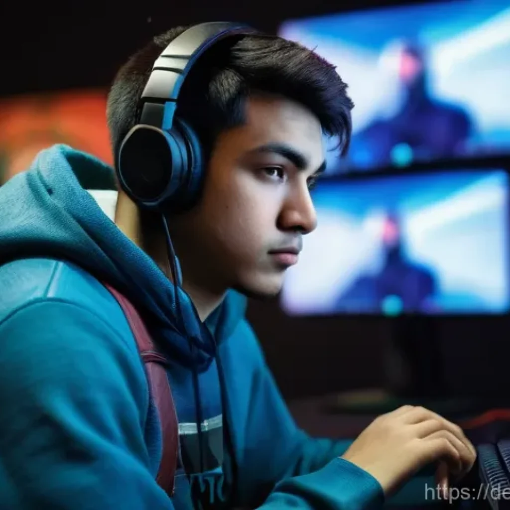 발로란트 친구 초대 및 팀 구하기 - **Prompt:** "A young adult male gamer (early 20s) sitting in a modern gaming chair, slightly slouche...