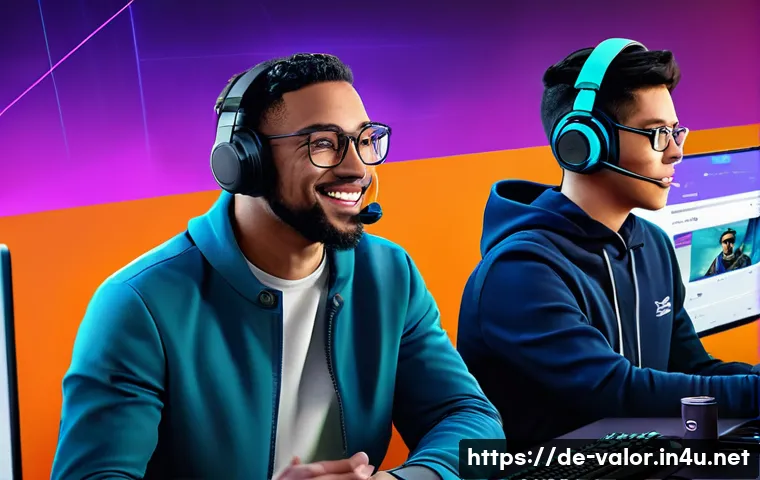 발로란트 유저 기반 콘텐츠 전략 - A vibrant digital illustration of a diverse online gaming community actively participating in a Valo...
