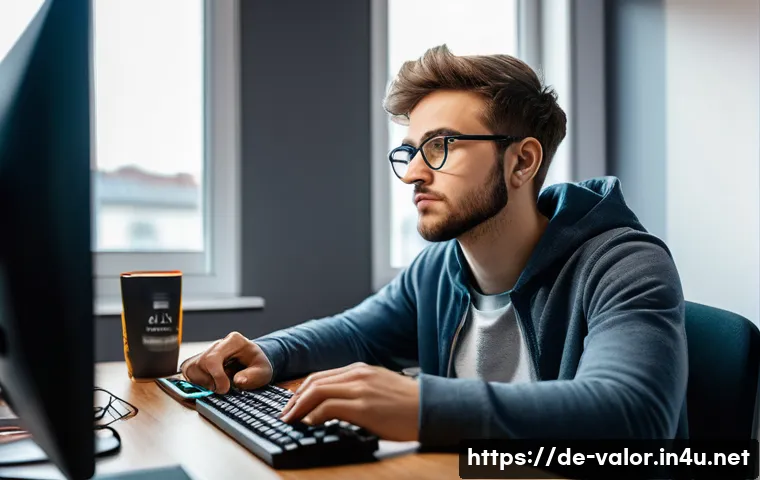 발로란트 랭크 게임 멘탈 유지법 - A focused young adult male gamer sitting at a modern gaming desk in a cozy, well-lit room with Germa...