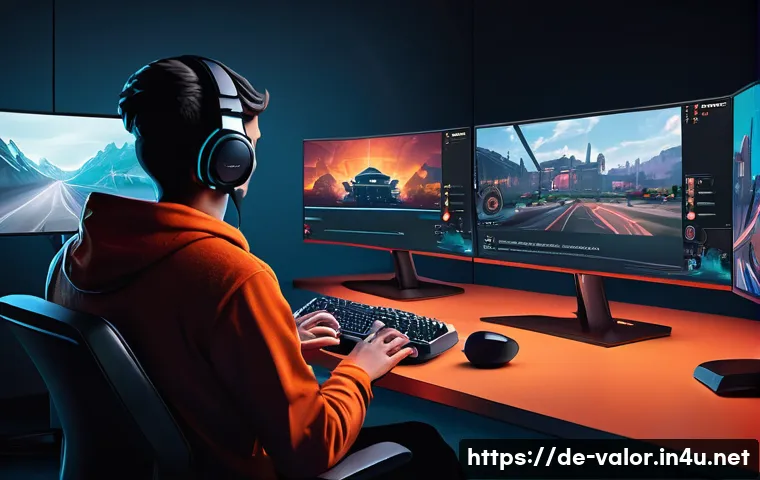발로란트 콘텐츠 제작의 팁 - A vibrant and dynamic digital illustration of a Valorant-themed community livestream setup, featurin...