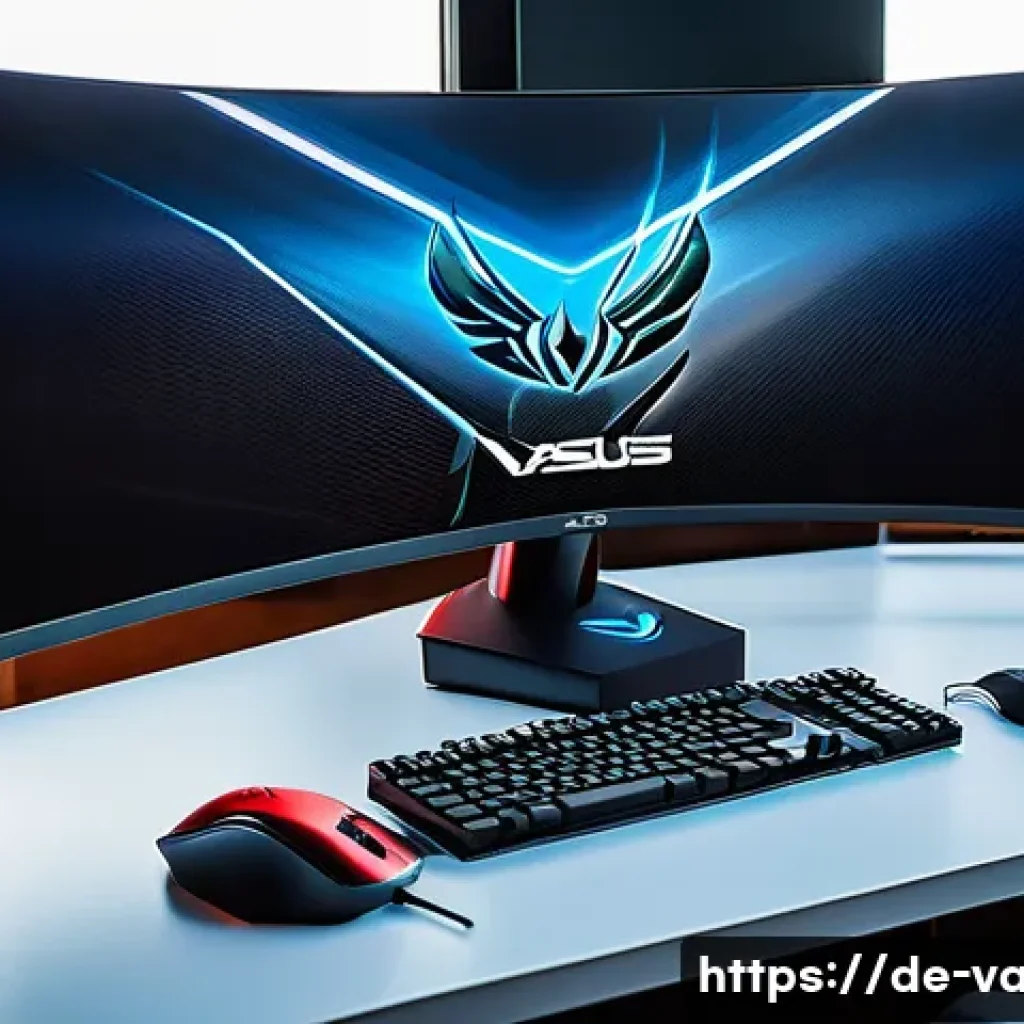 발로란트 유저 리뷰에 기반한 추천 - A high-end gaming setup for a professional Valorant player in a modern European home office, featuri...