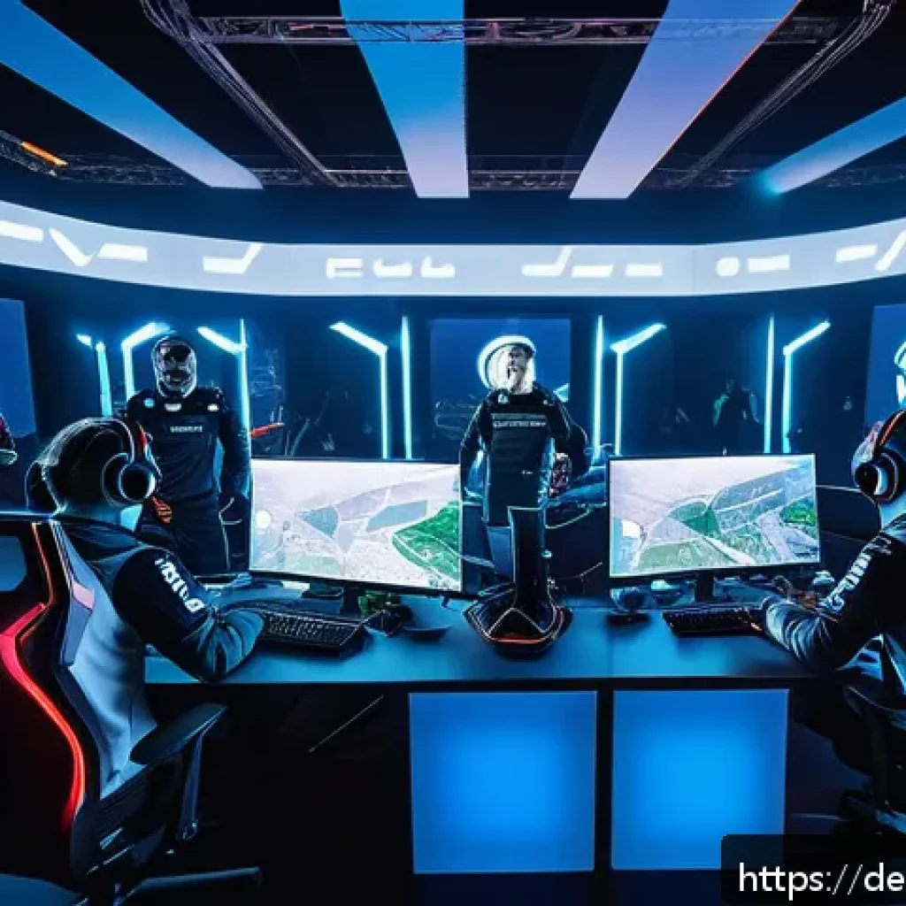 발로란트 유저 중심 콘텐츠 - A detailed digital illustration of a professional German Valorant esports team in the middle of a hi...