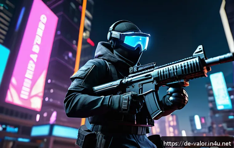 발로란트 총기별 사용 빈도 - A dynamic esports scene set in a futuristic urban map inspired by Valorant&rsquo;s Split and Bind, featuri...