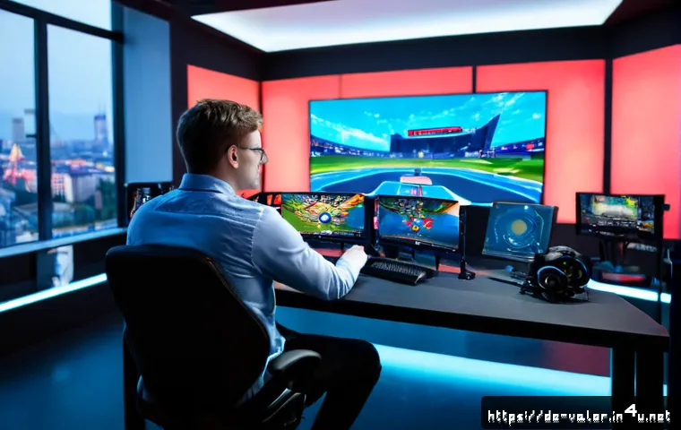 발로란트 e스포츠 뉴스 요약 - Photorealistic esports news summary concept, a modern German gaming newsroom with a focused young ad...