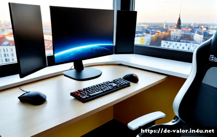 발로란트 공식 플랫폼의 변화 - Photorealistic modern gaming desk in a bright Berlin apartment, young adult gamer comparing an old d...