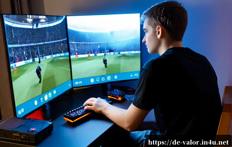 발로란트 새로운 모드의 매력 - Photorealistic German young adult gamer in a modern Berlin apartment, focused at a clean desktop gam...